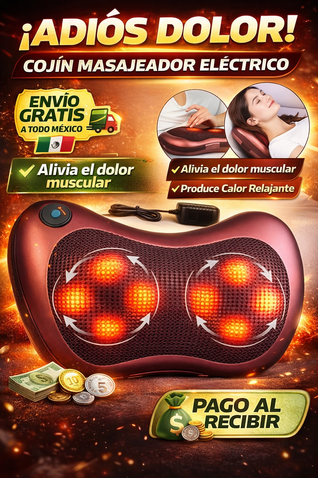 Cojín Masajeador Relax Pro con Rotación Dual