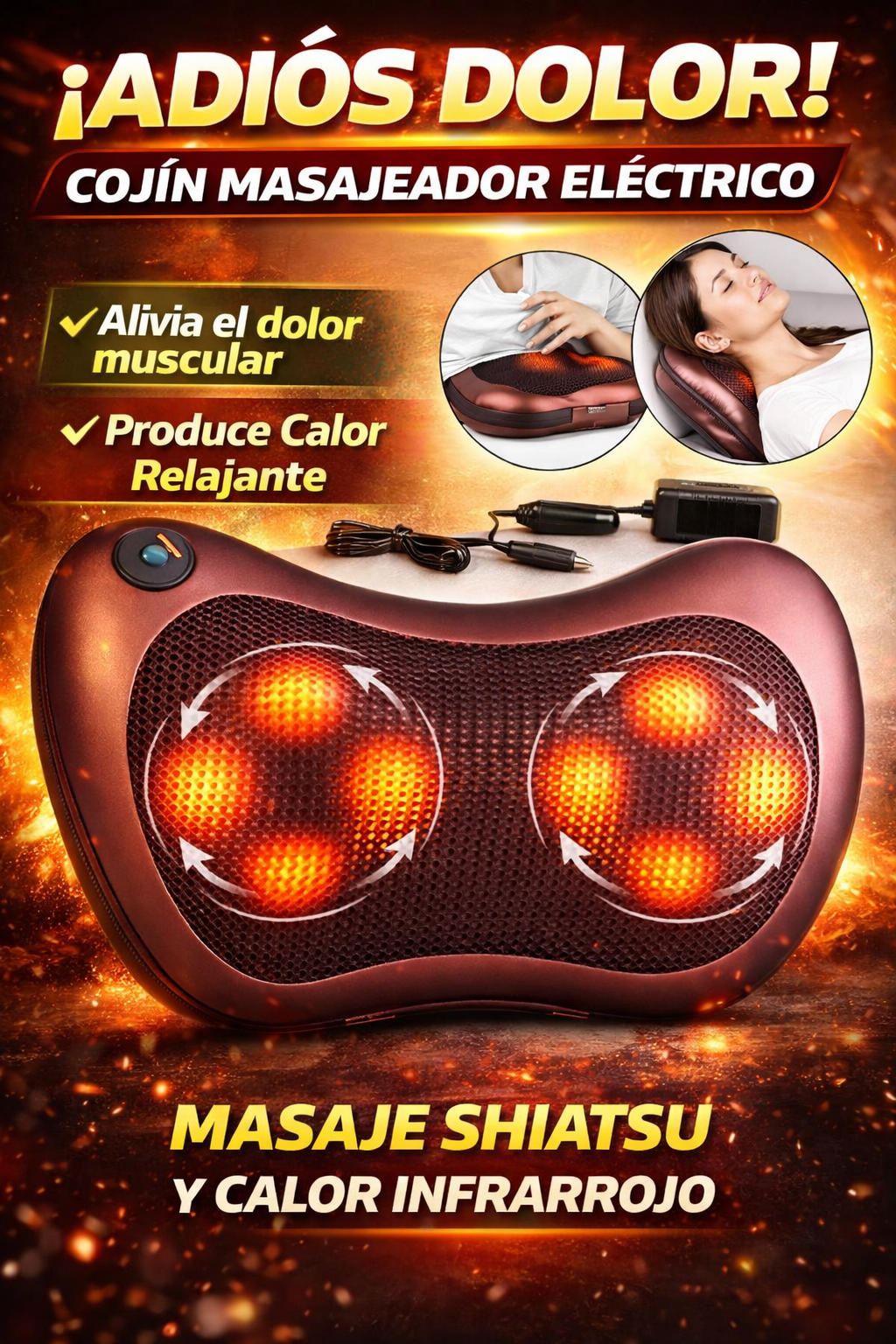 Cojín Masajeador Relax Pro con Rotación Dual