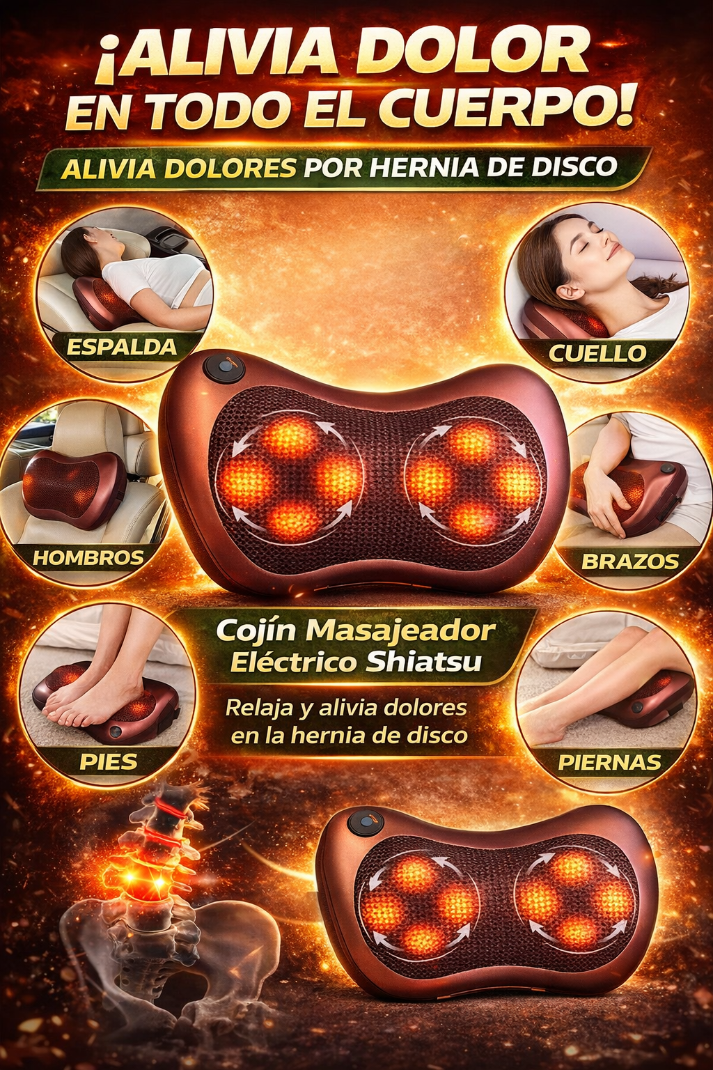 Cojín Masajeador Relax Pro con Rotación Dual